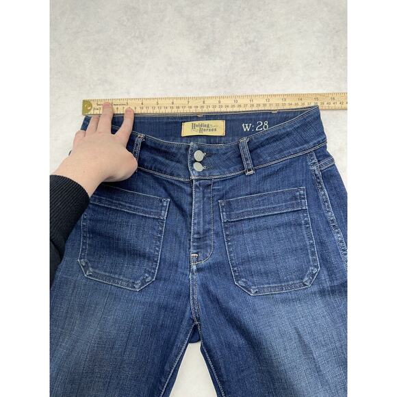 Anthro Holding Horses Bell Bottom Womens Jeans Size 28 Frayed Hem - Picture 5 of 10